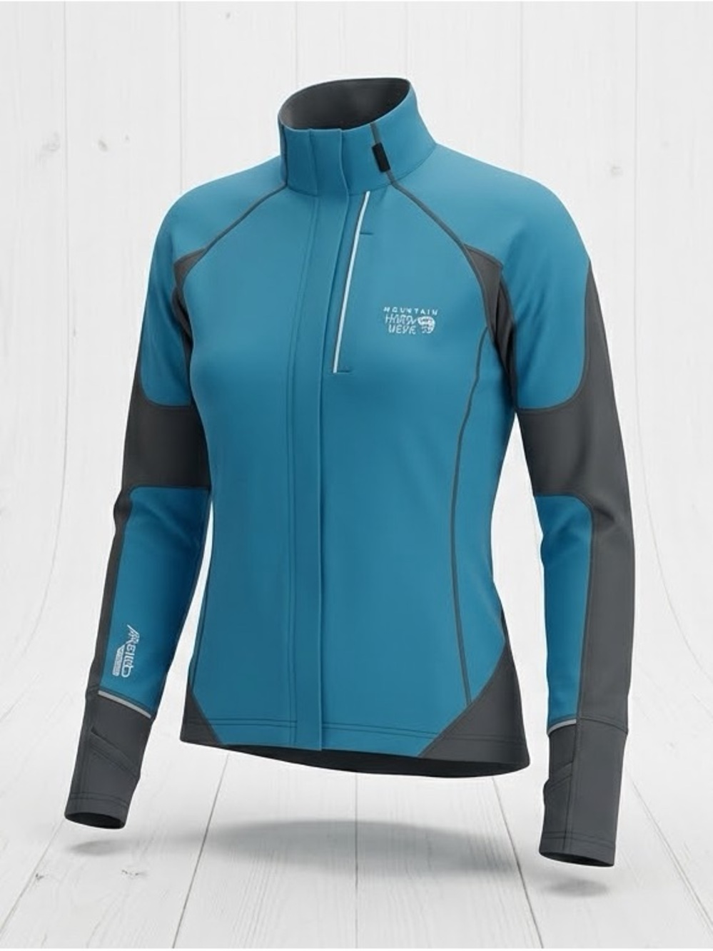 Mountain Hardwear Effusion Power Jacket Womens XS Blue Gray Running Windbreaker